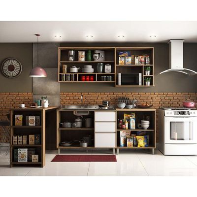 Cozinha e Bancada Armários Balcões E Nicho Micoondas Branco