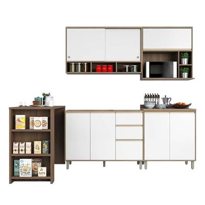Cozinha e Bancada Armários Balcões E Nicho Micoondas Branco
