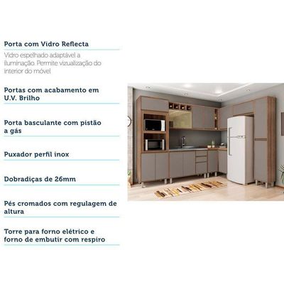 Cozinha Completa Modulada 9 Peças C/Armário E Balcão Mel