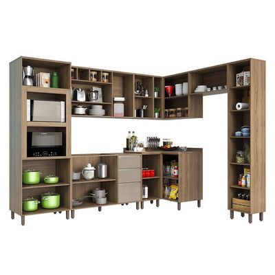 Cozinha Completa Modulada 9 Peças C/Armário E Balcão Mel