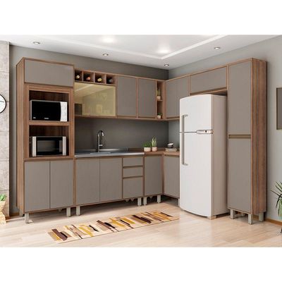 Cozinha Completa Modulada 9 Peças C/Armário E Balcão Mel