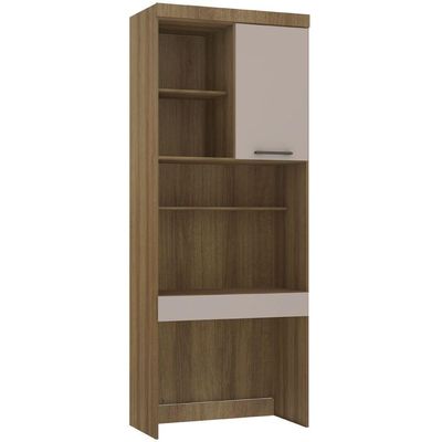 Bancada De Estudos Modulada 90cm 1 Porta E 1 Gaveta Paris Luciane Móveis Avelã Pf Com Cinammon Pf