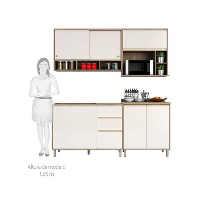 Armário e Bancada Gourmet S/ Tampo De 120 Mel Vanill