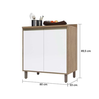 Balcão e Tampo 80 Cm De Abrir 1 Prateleira Mel Vanill e Branco