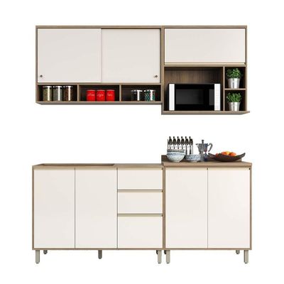Armário e Bancada Gourmet S/ Tampo De 120 Mel Vanill