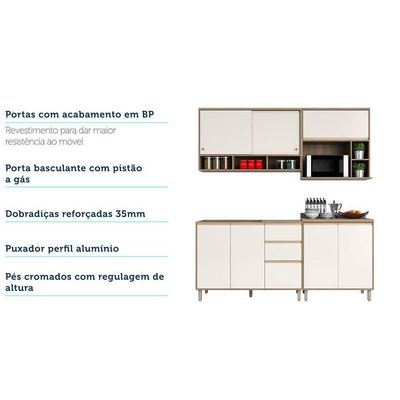 Armário e Bancada Gourmet S/ Tampo De 120 Mel Vanill