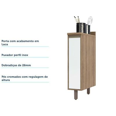 Balcão e Tampo 20 Cm De Abrir 1 Prateleira Mel Vanill e Branco