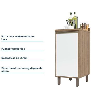 Balcão e Tampo 40 Cm De Abrir 1 Prateleira Mel Vanill e Branco
