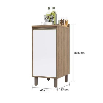 Balcão e Tampo 40 Cm De Abrir 1 Prateleira Mel Vanill e Branco