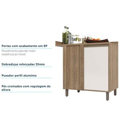 Balcão e Tampo Canto Reto 95 Cm De Abrir 1 Prateleira Mel Vanill e O