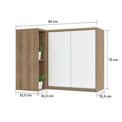 Armário Aéreo Canto Reto 95cm 2 Portas 1 Prateleira Mel