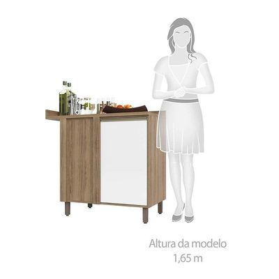 Balcão e Tampo Canto Reto 95 Cm De Abrir 1 Prateleira Mel Vanill e Branco