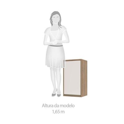 Armário Aéreo 40cm 1 Porta 1 Prateleira Mel Vanilla C/Pérola