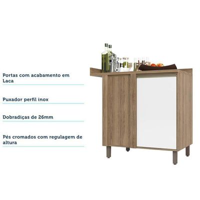Balcão e Tampo Canto Reto 95 Cm De Abrir 1 Prateleira Mel Vanill e Branco