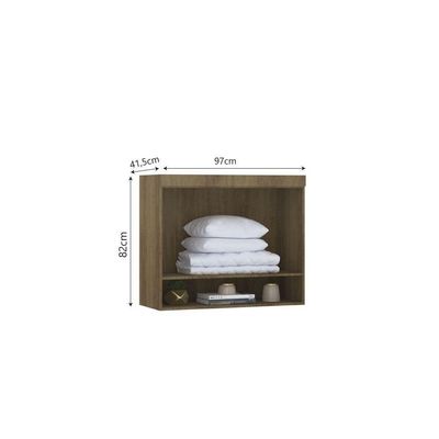 Armário Aéreo Maleiro Modulado 97cm 1 Porta Basculante Paris Luciane Móveis Avelã Pf Com Grey Sky Pf