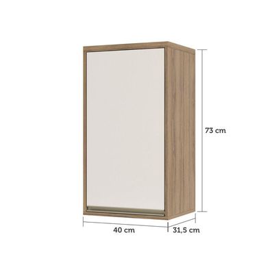 Armário Aéreo 40cm 1 Porta 1 Prateleira Mel Vanilla C/Pérola