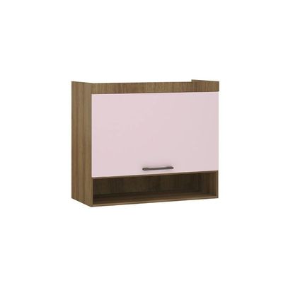 Armário Aéreo Maleiro Modulado 97cm 1 Porta Basculante Paris Luciane Móveis Avelã Pf Com Rosa Pf