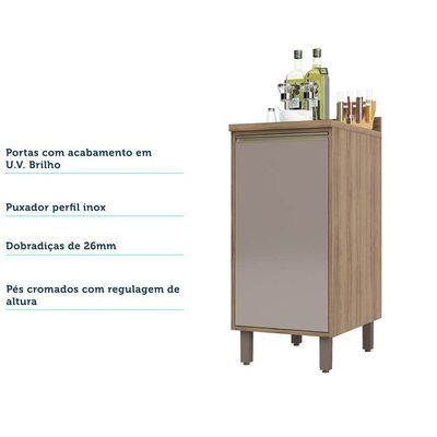 Balcão e Tampo 40 Cm De Abrir 1 Prateleira Mel Vanill e Gra