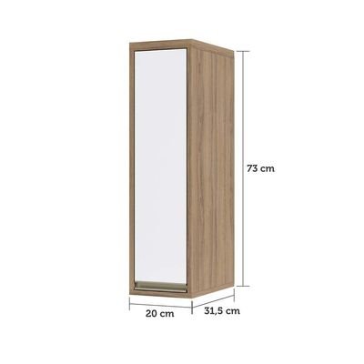 Armário Aéreo 20cm 1 Porta 1 Prateleira Mel Vanilla C/Branco