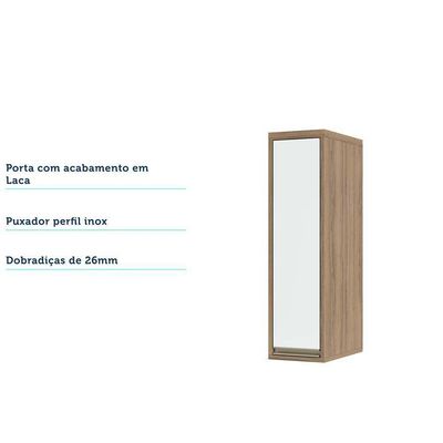 Armário Aéreo 20cm 1 Porta 1 Prateleira Mel Vanilla C/Branco