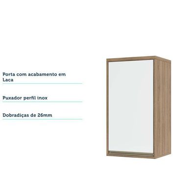 Armário Aéreo 40cm 1 Porta 1 Prateleira Mel Vanilla C/Bran