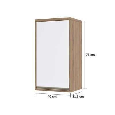 Armário Aéreo 40cm 1 Porta 1 Prateleira Mel Vanilla C/Bran