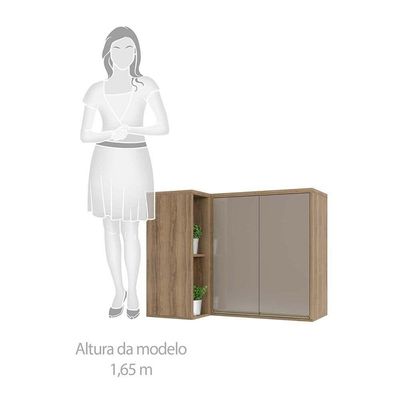 Armário Aéreo Canto Reto 95cm 2 Portas 1 Prateleira Mel
