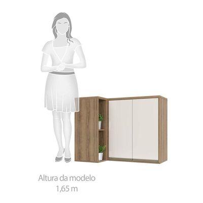 Armário Aéreo Canto Reto 95cm 2 Portas 1 Prateleira Mel