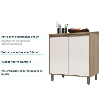 Balcão e Tampo 80 Cm De Abrir 1 Prateleira Mel Vanill e O