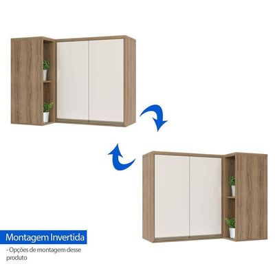 Armário Aéreo Canto Reto 95cm 2 Portas 1 Prateleira Mel