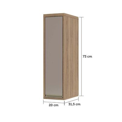 Armário Aéreo 20cm 1 Porta 1 Prateleira Mel Vanilla C/Graf