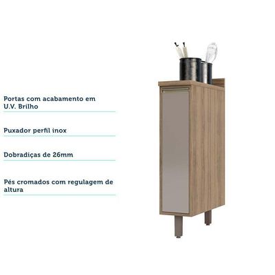 Balcão e Tampo 20 Cm De Abrir 1 Prateleira Mel Vanill e Gra