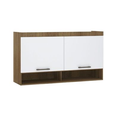 Armário Aéreo Maleiro Modulado 145cm 2 Portas Basculantes Paris Avelã Pf Com Branco Pf
