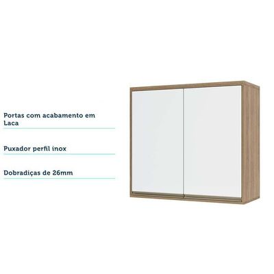 Armário Aéreo 80cm 2 Portas 1 Prateleira Mel Vanilla