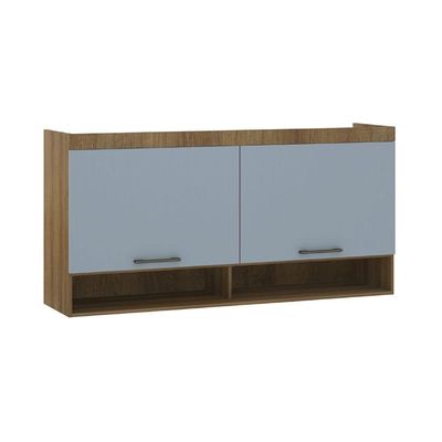Armário Aéreo Maleiro Modulado 165cm 2 Portas Basculantes Paris Avelã Pf Com Grey Sky Pf