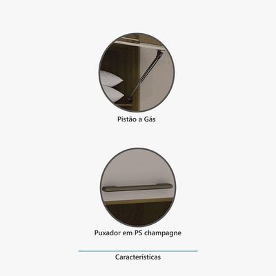 Armário Aéreo Maleiro Modulado 97cm 1 Porta Basculante Paris Luciane Móveis Avelã Pf Com Cinammon Pf
