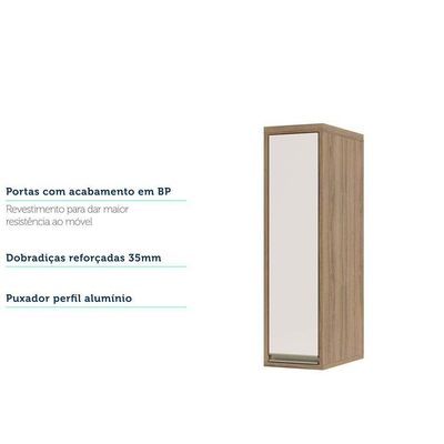 Armário Aéreo 20cm 1 Porta 1 Prateleira Mel Vanilla C/Pérola