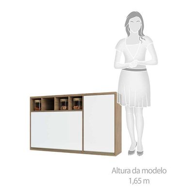 Armário Aéreo 120cm 1 Porta 1 Porta Basculante E Nicho Super