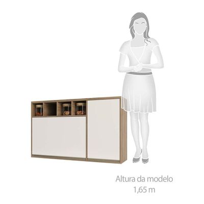 Armário Aéreo 120cm 1 Porta 1 Porta Basculante E Nicho Super