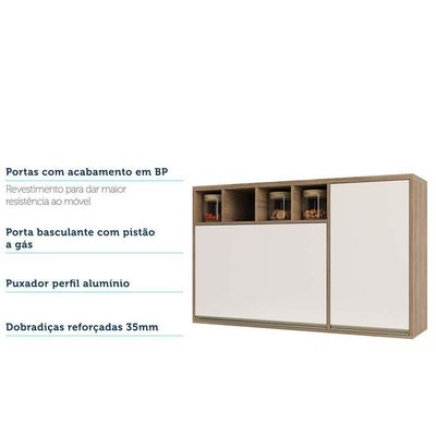 Armário Aéreo 120cm 1 Porta 1 Porta Basculante E Nicho Super