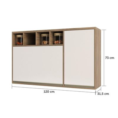 Armário Aéreo 120cm 1 Porta 1 Porta Basculante E Nicho Super
