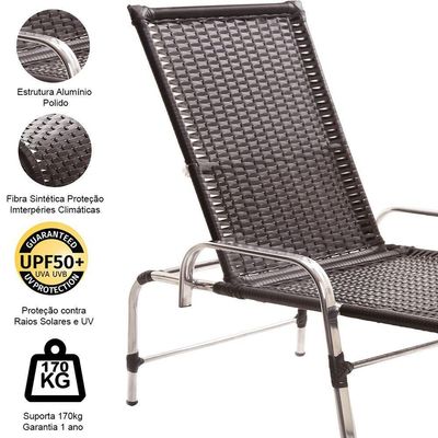 Espreguiçadeira Catar Alumínio Para Piscina Trama Original Tabaco