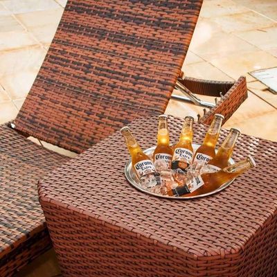 Espreguiçadeira Bona E Mesa Grécia Com Balde Trama Original Tabaco
