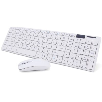 Kit Teclado e Mouse Sem Fio Wifi Usb 1600dpi 2.4ghz Branco