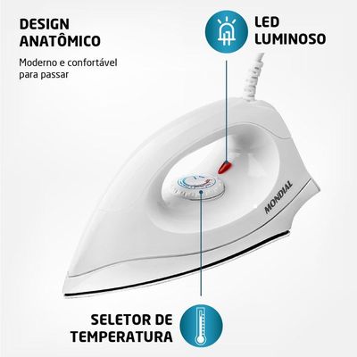 Ferro De Passar A Seco Mondial Fsn-55-w Ferro A Seco Fsn-55-w 220v/60hz . 220V