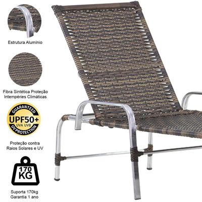 Kit Espreguiçadeiras Catar E Mesa Garden Confortável Trama Argila