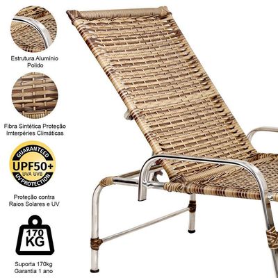 Espreguiçadeira Catar Alumínio Para Piscina Trama Original Capuccino