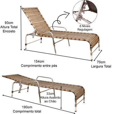 Espreguiçadeira Catar Alumínio Para Piscina Trama Original Capuccino