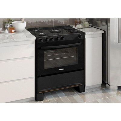 Fogão Suggar Cook Glass 5 Queimadores Preto FGVCG510PT Bivolt Preto