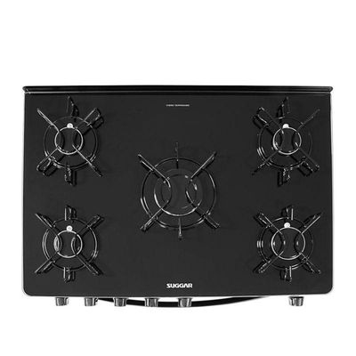 Fogão Suggar Cook Glass 5 Queimadores Preto FGVCG510PT Bivolt Preto